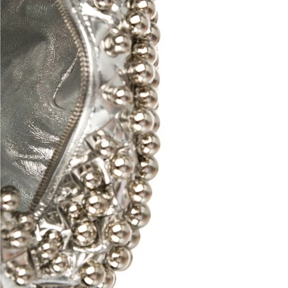 SOLD!! BOTTEGA VENETA MINI JODIE LEATHER SILVER METALLIC STUDDED BEADED BAG - Picture 3 of 9